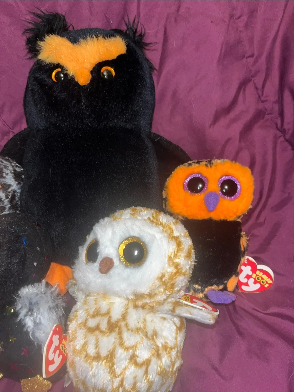 Ty beanie babies Plush Halloween Owl lot of 4 haunt swoops Hyde midnight